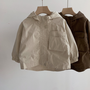 好版 日系儿童外套男童风衣宝宝中小童连帽拉链衫 男孩春装 潮 型童装