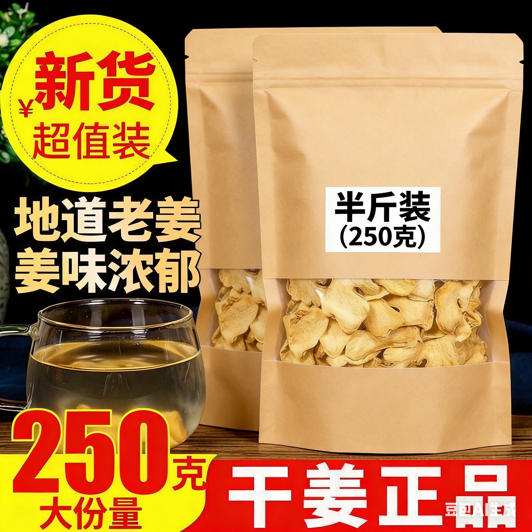 云南山地老姜干姜片当季新货批发产地直发红糖姜茶250克500g包邮