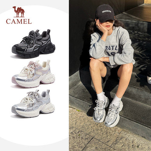 骆驼女鞋厚底老爹鞋时尚休闲鞋