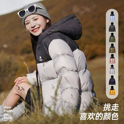 骆驼火山羽绒服女装2026冬季防寒短款加厚保暖防风连帽外套女