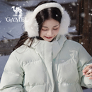 女式 羽绒服2025秋冬户外保暖百搭面包服时尚 外套 绿色短款 骆驼女装