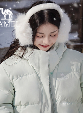 骆驼女装绿色短款羽绒服2025秋冬户外保暖百搭面包服时尚女式外套