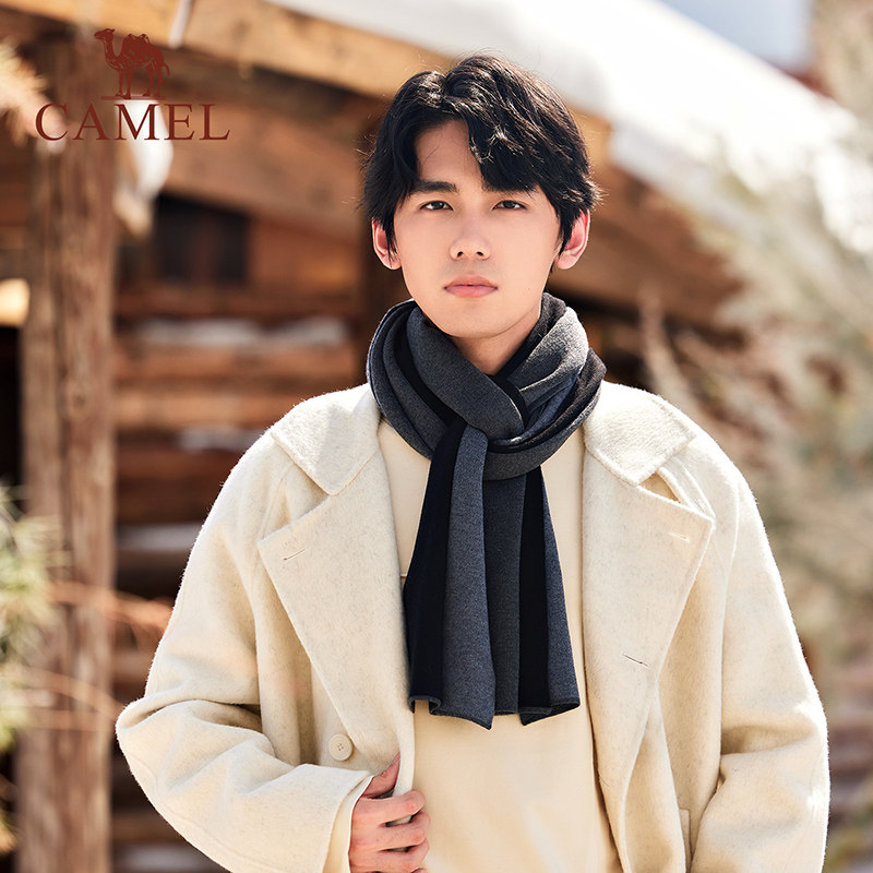 骆驼男士围巾2026年秋冬季送男友送爸爸礼物商务简约保暖围脖