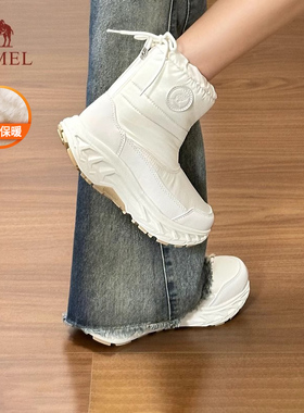 骆驼雪境户外靴雪地靴女鞋冬季棉鞋女加绒防水防滑靴子女