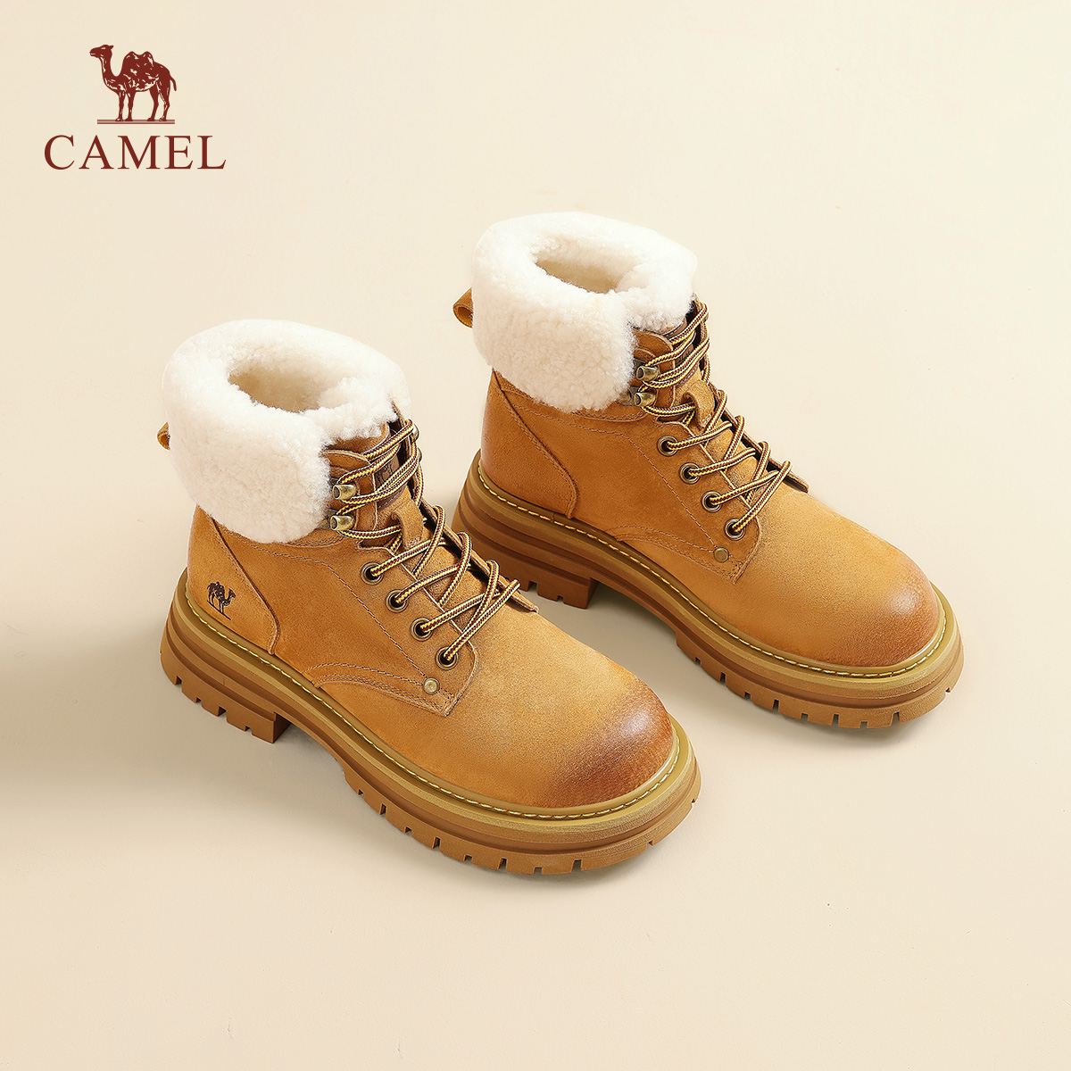 绿色马丁靴马丁靴骆驼日常休闲