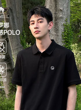 骆驼男装凉感Polo衫男士短袖2026父亲半袖体恤爸爸翻领T恤