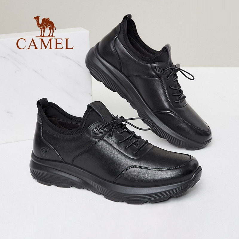 骆驼男鞋2026春季舒适透气真皮商务休闲通勤软底爸爸鞋运动皮鞋