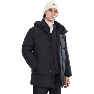 骆驼黑钻羽绒服女2026冬季户外防风保暖连帽短款羽绒衣外套男