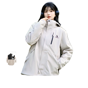 骆驼女装三合一冲锋衣2025可拆卸户外防风加绒登山服外套男