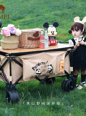 camel户外露营车折叠儿童可躺旅行野餐推车聚拢款宽轮便携营地车