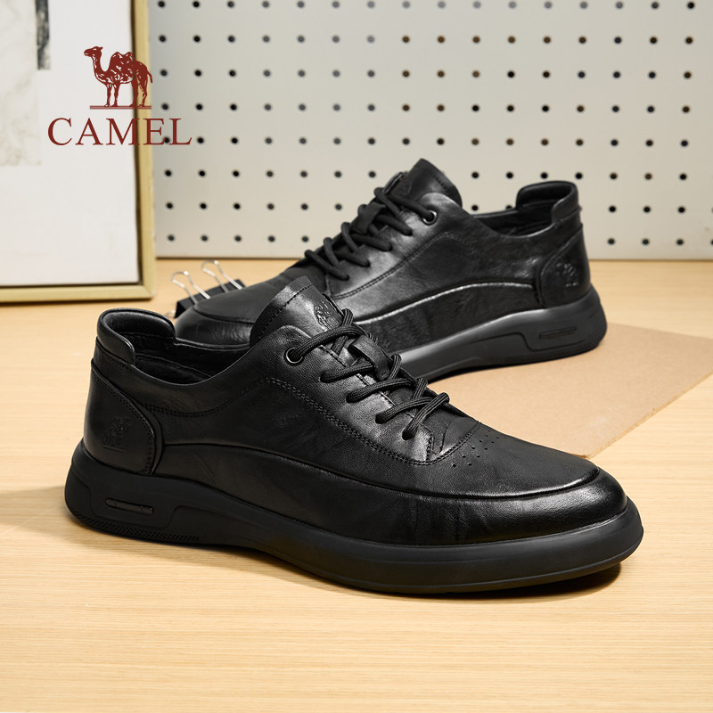 骆驼2026春季舒适经典真皮软底通勤中年爸爸鞋休闲商务运动皮鞋男