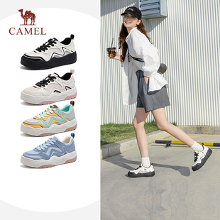 骆驼茶趣休闲板鞋女鞋2026早春新款百搭面包鞋厚底阿甘鞋鞋子女