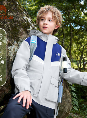 骆驼女童冲锋衣三合一户外滑雪服男童抓绒保暖防风防水中大童外套