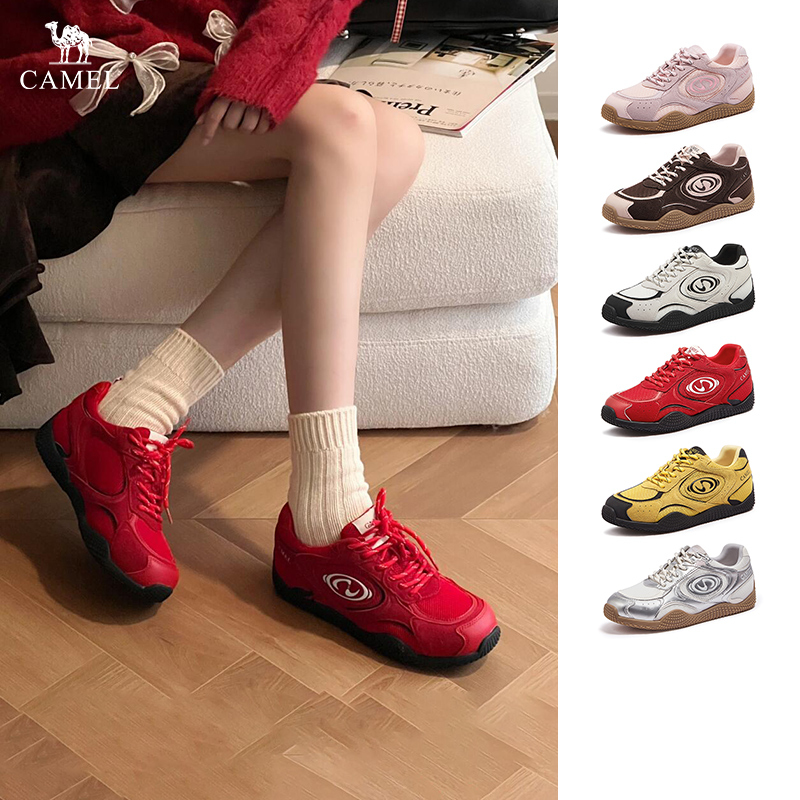 骆驼女鞋百搭休闲板鞋复古德训鞋