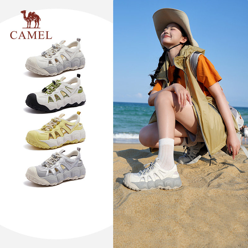 骆驼女鞋2026春夏新款厚底沙滩鞋休闲软底镂空洞洞鞋透气运动凉鞋