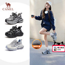 迪丽热巴同款 加绒运动鞋 骆驼银月老爹鞋 冬季 子 女厚底增高女鞋