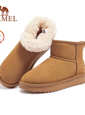 骆驼女鞋冬季鞋子厚底雪地靴女加绒鞋加厚保暖棉鞋靴子毛毛鞋短靴