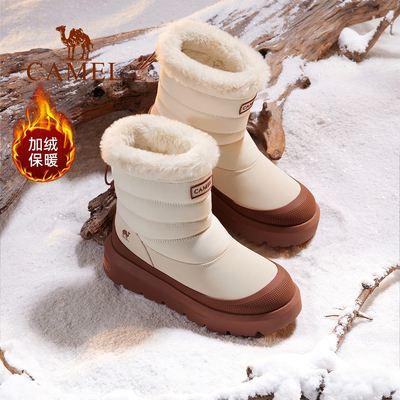 骆驼雪地靴女防水防滑保暖棉鞋子