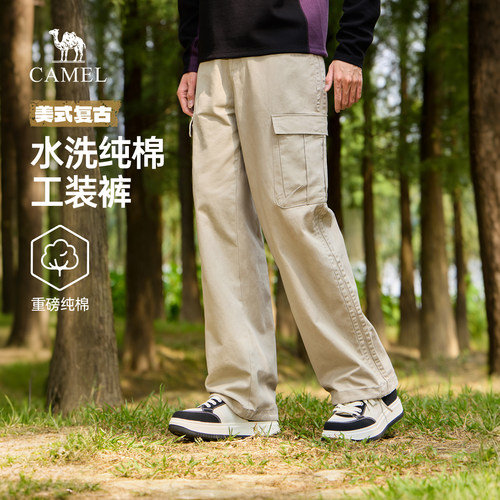 骆驼男装纯棉工装裤男春秋款