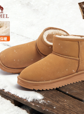骆驼雪地靴2025冬季新款防水防滑棉鞋毛毛鞋情侣厚底加绒保暖靴子