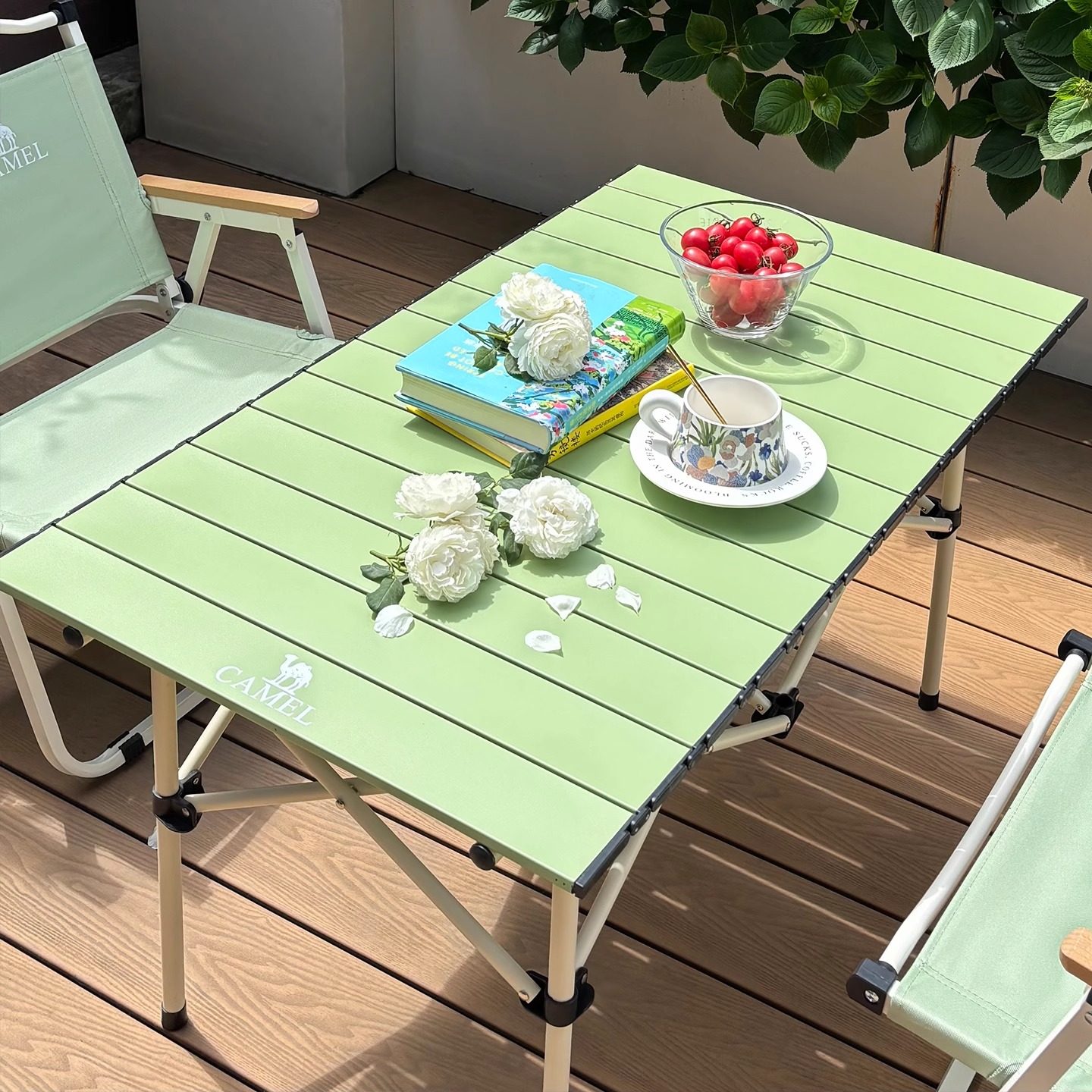 骆驼户外折叠桌铝合金野餐桌子露营桌装备蛋卷桌套装野外野营桌椅