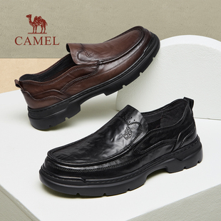 骆驼男鞋2026春季新款舒适休闲真皮软底商务皮鞋男款爸爸乐福鞋