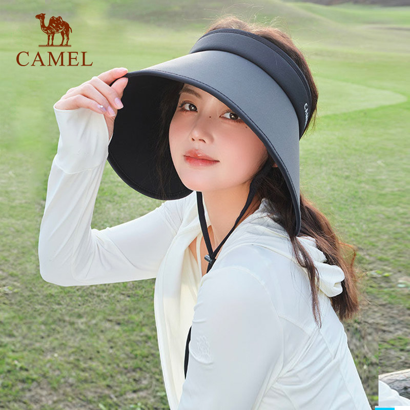 云帆骆驼防晒空顶帽女夏防紫外线大檐遮阳户外太阳帽