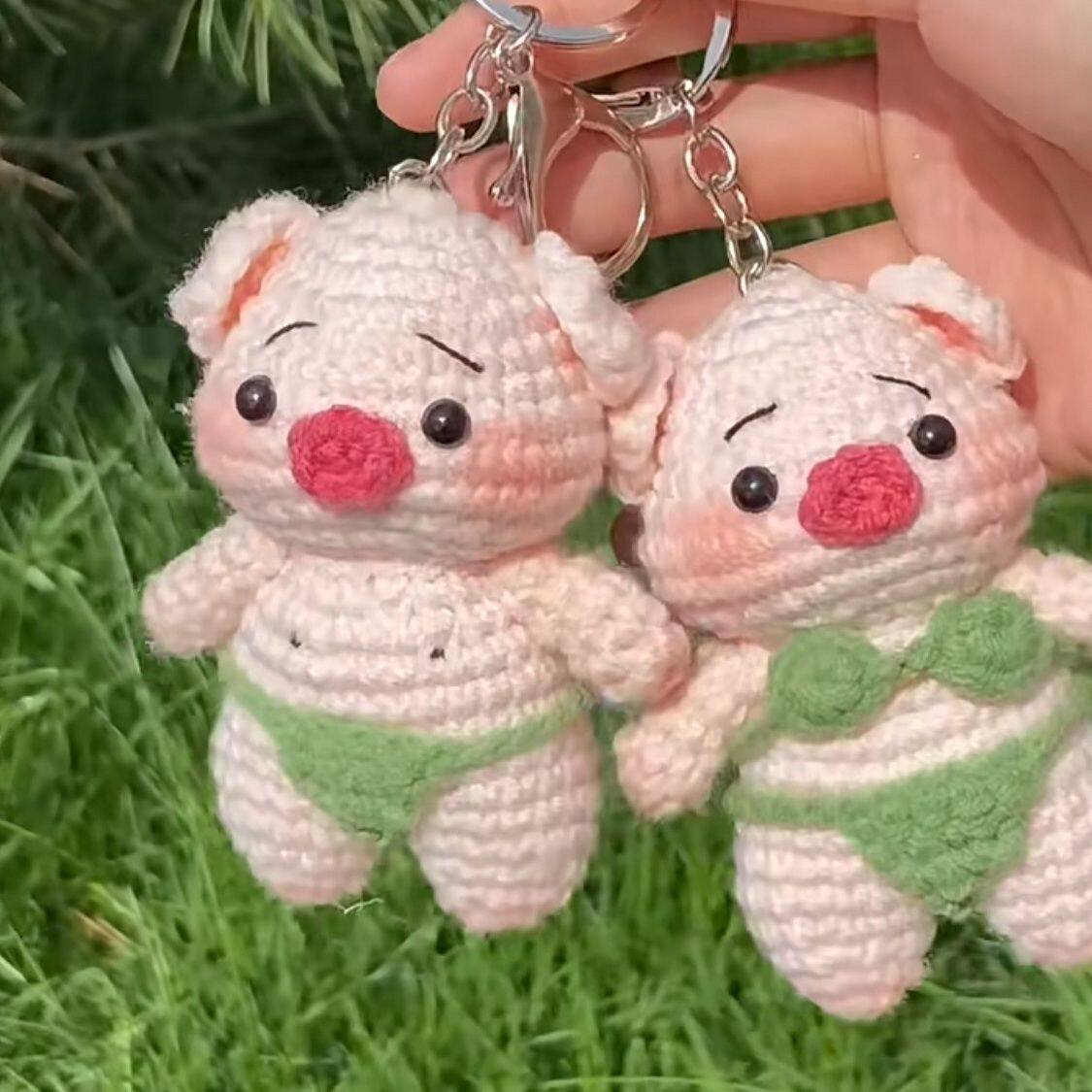 抖音同款diy泳衣猪猪挂件拍照装饰搭配情侣创意钩织毛线送闺蜜