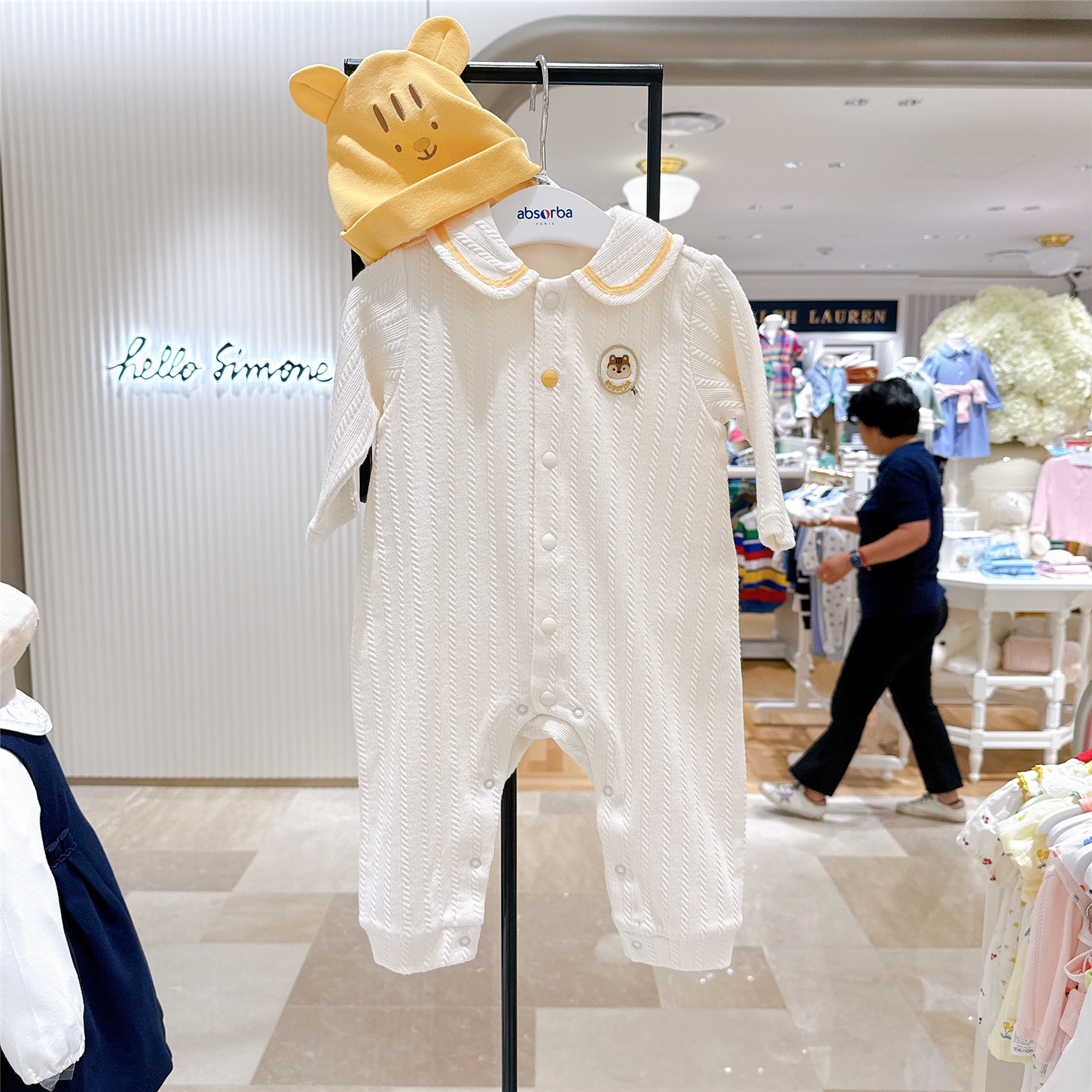 Absorba爱之宝婴幼儿连体衣韩国代购2025秋男宝女宝长袖哈衣+帽子