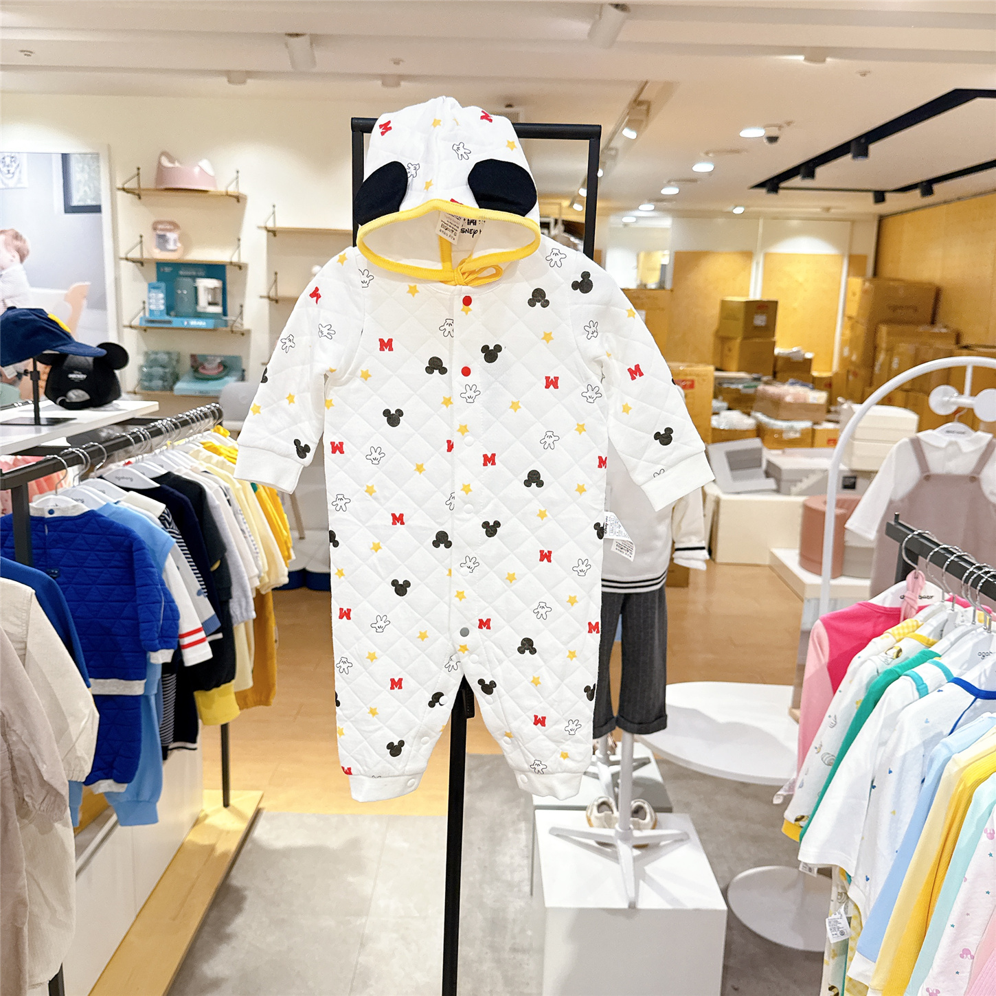 agabang阿卡邦男宝女宝迪士尼联名夹棉连体衣韩国代购25冬爬服+帽
