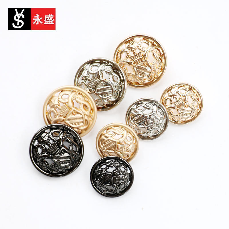 高档金属镂空皇冠英伦风手缝扣小香风大衣服装纽扣线缝扣子装饰扣