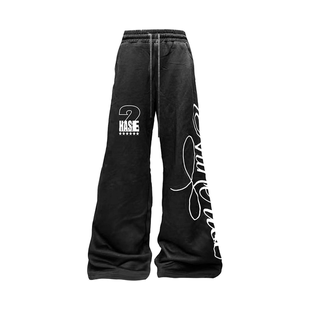 男女 原创小众毛圈刺绣街头拳击直筒系带运动休闲卫裤 DETW 25AW