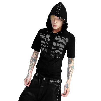 DETW虎纹排扣拳击连帽中袖