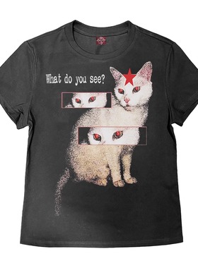 DETW 25ss*《灵猫》原创小众复古正肩修身显瘦设计感通勤短袖男女