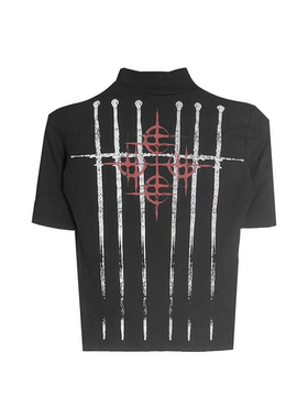 DETW 25ss*原创暗黑（红宝石）半高领五分袖正肩黑色修身版型短袖