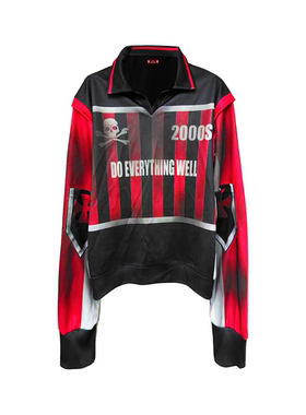 DETW 25AW*原创小众设计感喷脏拼接撞色网眼球服长袖打底衫男女