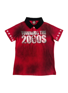 DETW 25ss*《2000S》原创小众基础水洗做旧拼色正肩POLO衫修身