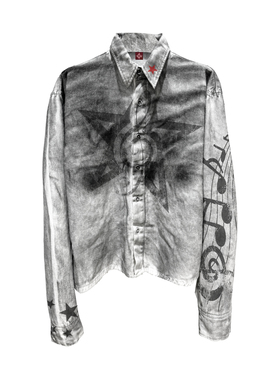 DETW 25ss*《音符》原创暗黑喷脏水洗小众轻亚翻领休闲外套高级感