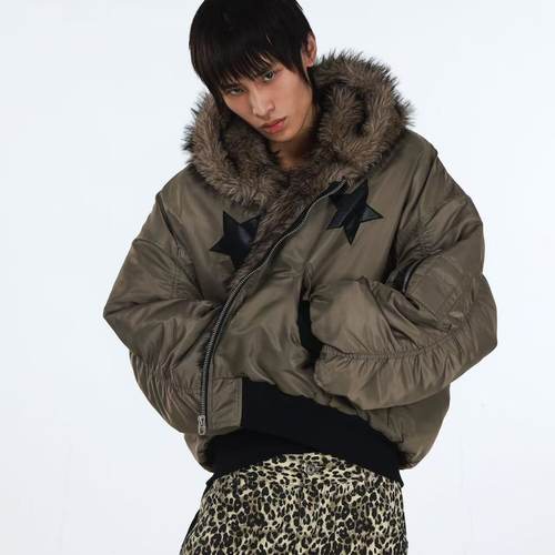 DETW五角星bomber飞行夹克棉服