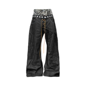 DETW 叠堆设计感显高 原创小众双腰原牛弯刀牛仔裤 25ss 豹纹