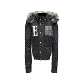 25AW 黑波点 DETW 袖 子可拆卸毛领金属扣正肩显瘦加厚连帽棉服