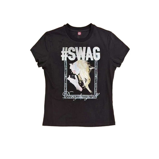 T恤 系列人像女孩印花_定位烫钻印花朋克街头圆领短袖 DETW SWAG