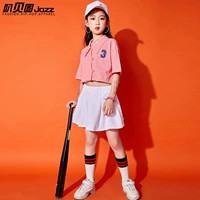 Trang phục khiêu vũ cho trẻ em gái hip-hop tập hợp các cô gái hip-hop thủy triều Phiên bản Hàn Quốc của trang phục cổ vũ cổ vũ - Trang phục bộ ông già noel trẻ em