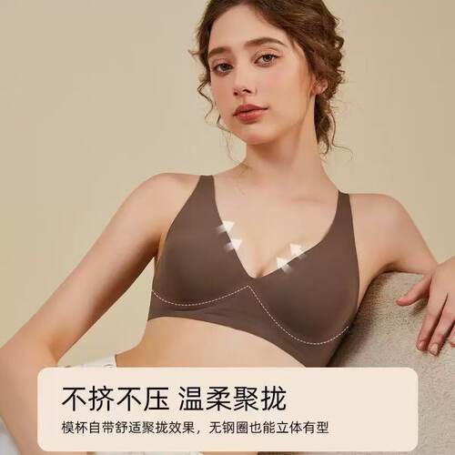 跨境大码粉底液无痕内衣女夏薄款聚拢无钢圈文胸罩舒适调整型透气