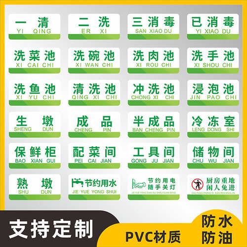 卫生检查标识牌清洗池自粘标识牌