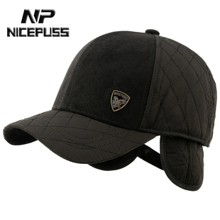 高端帽子男款冬季中老年爸爸保暖护耳大头围鸭舌帽加绒加厚棒球帽