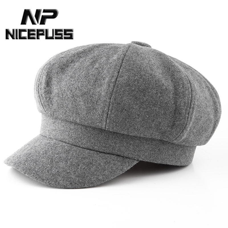 羊毛贝雷帽画家帽百搭八角帽帽子