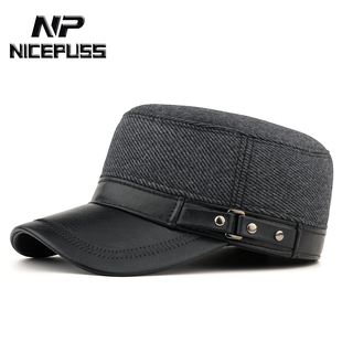 高端品牌帽子男款2026冬季新款保暖护耳鸭舌帽加绒加厚平顶帽冬帽