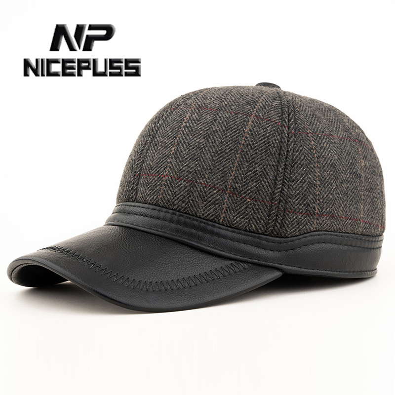 男士帽子冬季加绒加厚爸爸护耳帽