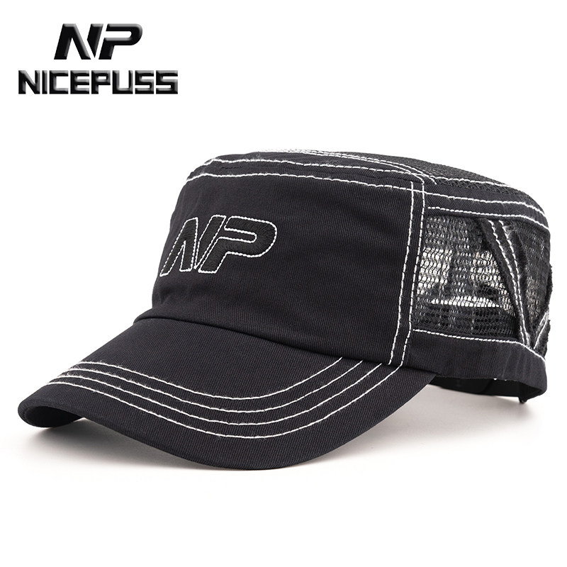 NP高端帽子男款夏季透气镂空平顶帽男帽夏天防晒遮阳帽品牌鸭舌帽